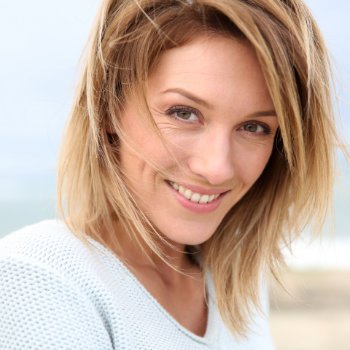 Mature blonde woman smiling Dental Care   Acworth patient